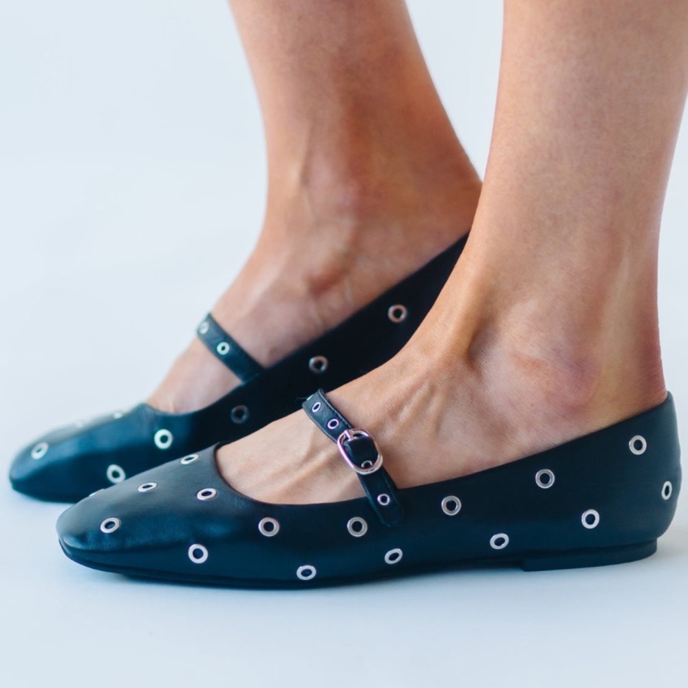 Matisse Black Flats with Silver Eyelets